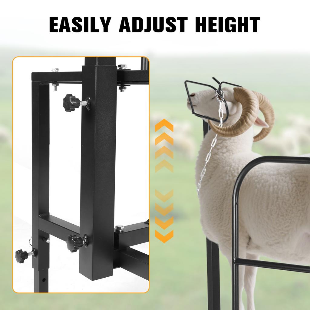 Goat and Sheep Stand 51x23 in Livestock Stand Metal Livestock Milking Shearing Stand 20.5" to 31" Adjustable Height Black