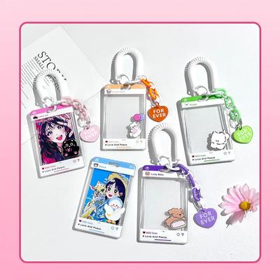 Roztomilé pouzdro na pohlednici Kpop Elegantní sladké kreslené pouzdro na průkaz zvířecího průkazu s přívěskem Kawaii Family Friend Photocard