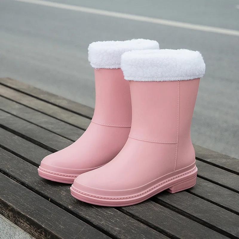 2025 Rubber Women Rain Boots PVC Waterproof Women Shoes Non-Slip Women Water Shoes Outdoor Women Boots Zapatos Impermeable Mujer