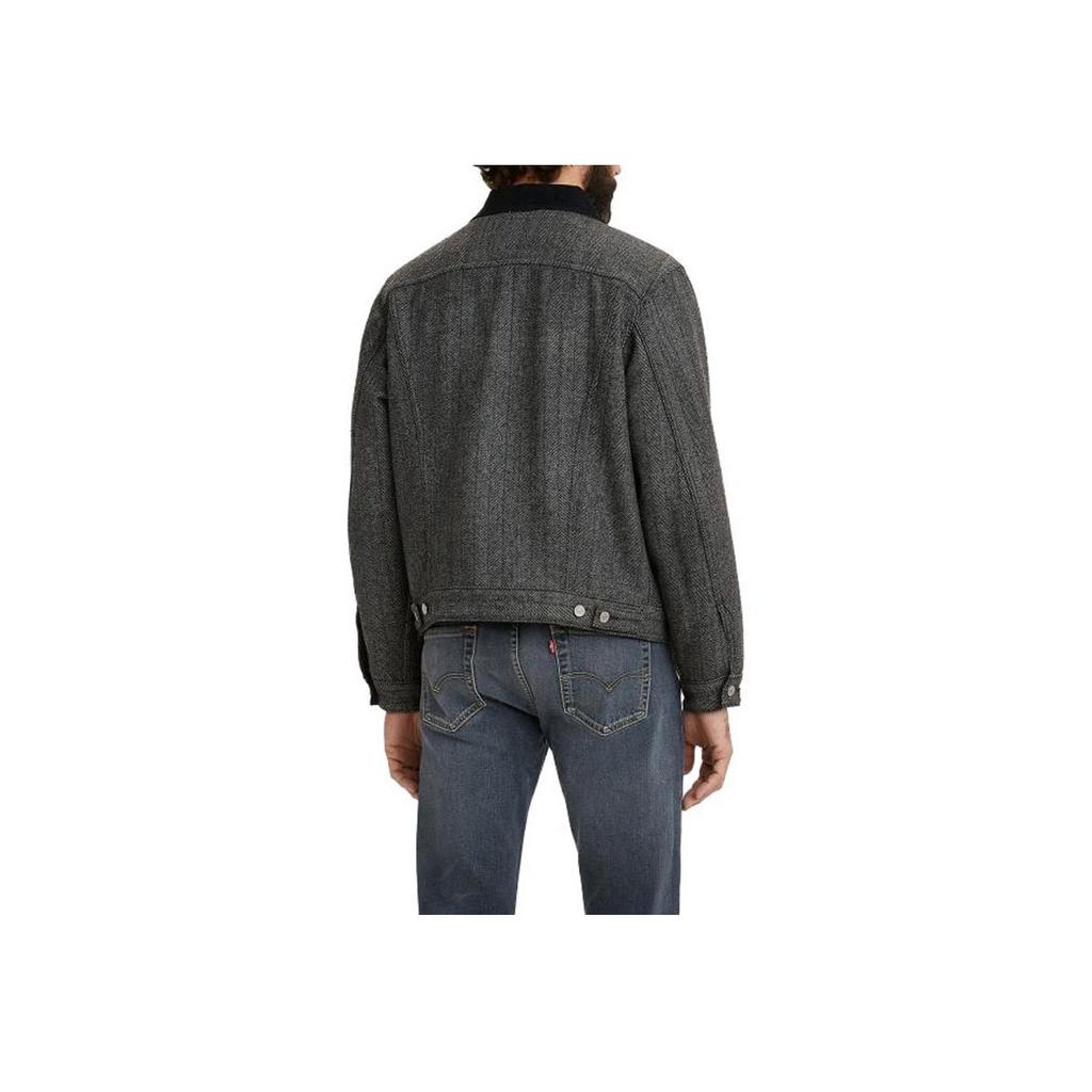 Levis Collared Long Sleeve Button Down Denim Jacket With Double Pockets Men jackets Dark-Gray A1225-0000