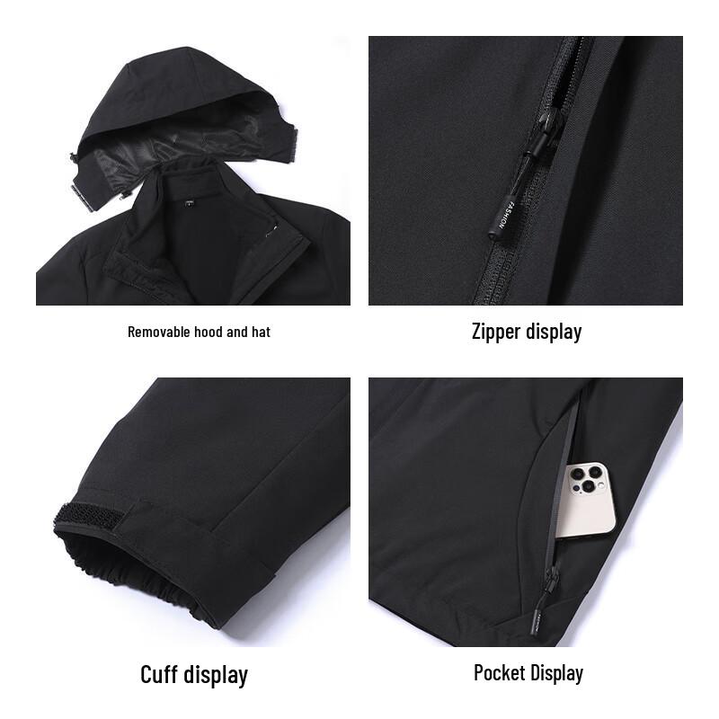 Jeep Men's 3-in-1 Hooded Windproof Mountaineering Jacket