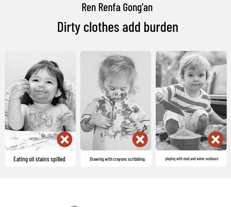 Reversible Thickened Baby Warm Smock for Autumn and Winter - Long Sleeve Anti-dirty Apron for Kids