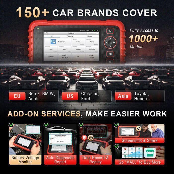 Diagnostic Scanner - LAUNCH - CRP123X Plus - OBD2 - 5-inch Touchscreen - Free Wi-Fi Update