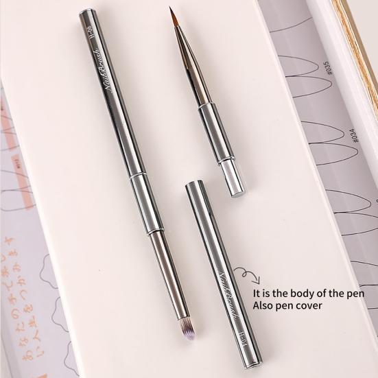 Nail Art Pen Easy To Use Apply Smoothly Metal Magnetic Body Brass Pen Bucket Flexible Bristles Manicure Art Wear-resistant Nail Art Constructor Pen