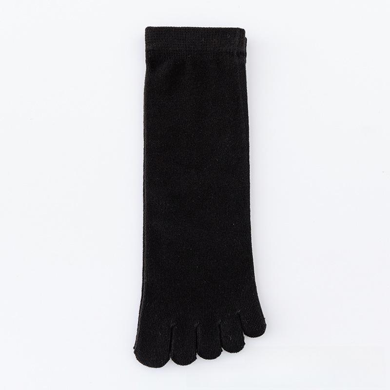 

Мужские хлопковые носки средней длины с раздвоенным носком — дизайн с пятью пальцами, плотный однотонный цвет для осени и зимы Cotton straight чёрный