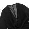 J25TP327 Women's Deep V Chiffon Long Sleeve Top with Flowing Collar and Scarf