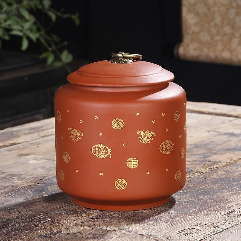 Medium Ceramic Sealed Jar Moisture Resistant Household Purple Clay Tea Can Gift Tea Box Tea Packaging Jars Ceramic Jar Teaset