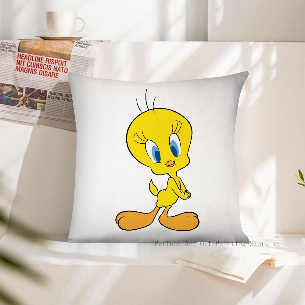 

Cartoon L-Looney Tunes Characters Pillow Case Square Pillow Cushion Cover Bedroom Sofa Room Decoration Casual Pillow Cover 18x18Inch