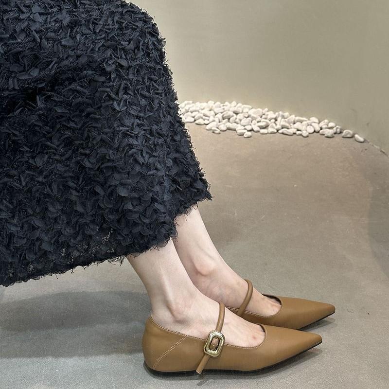 inner height increase black pointed Mary Jane single shoes women's shoes increase height and thinness spring and autumn temperament gentle 