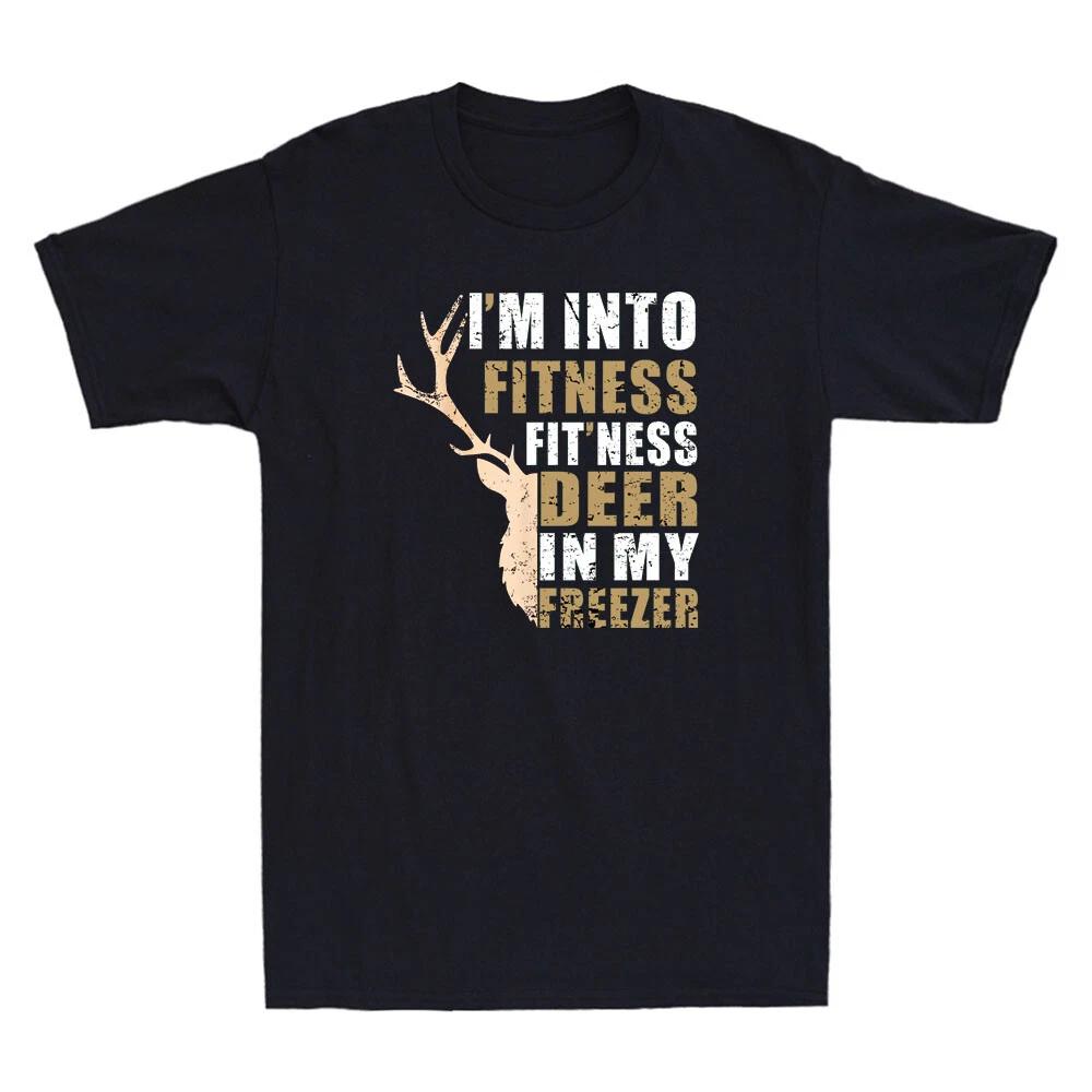 Hunter Dad I m Into Fitness Deer Freezer Hunting Funny Quote Retro Men s T-Shirt XXXL