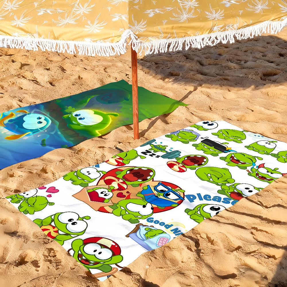 Spiel O-Om Nom-Stories Frosch Niedlich Handtuch Weich Pool Geschenk Für Reise Fitnessstudio Dusche Camping Schnelltrocknend Sport Große Strandhandtücher