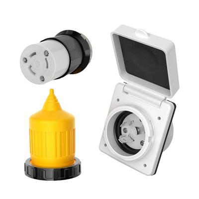 30 AMP Wohnmobil Stromanschluss - NEMA L5-30P/R Drehverriegelungsstecker (125V, Wasserdichtes Abdeckungs-Kit, Langlebig & Einfach zu installieren)