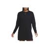 Nike Sportswear Essential Dress Solid Color Embroidered Small Logo Sports Knit Long Sleeve Dress Women dresses Black CU6509-010