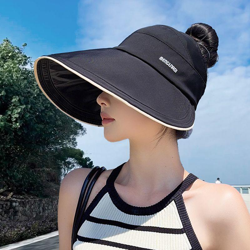 

Sun Hat for Women 2025 New Arrival Summer Can Tie Ponytail Big Brim UV Protection Air Top Fisherman Sun Hat Graphite color All yards