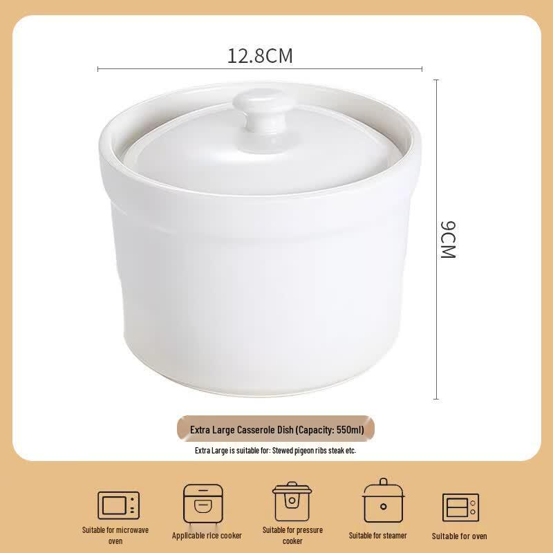 Ceramic Double-Boiler Stew Pot with Lid