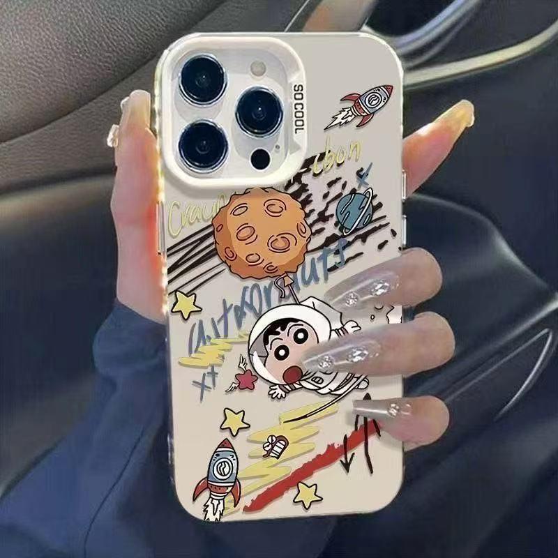 Cross Space Silver Hard Shell Drop-Proof Phone Case for Xiao Xin, Apple 16 Pro Max/15/14/13/12/7/8/Plus/XR
