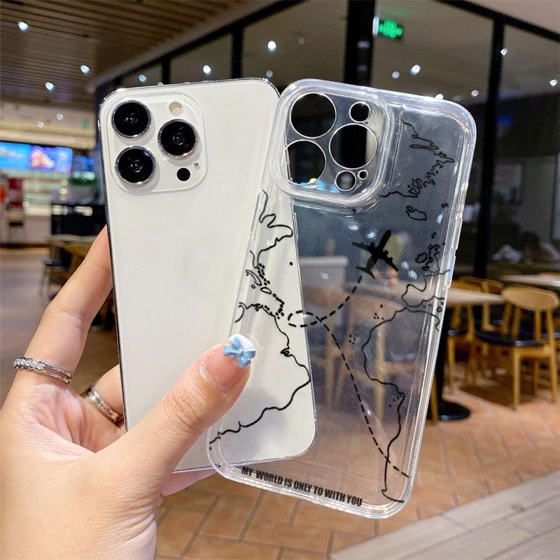 New Around the World UV Painted Transparent Mobile Phone Case Mirror All-inclusive Anti-drop Apple 17Promax Anti-drop Protective Case