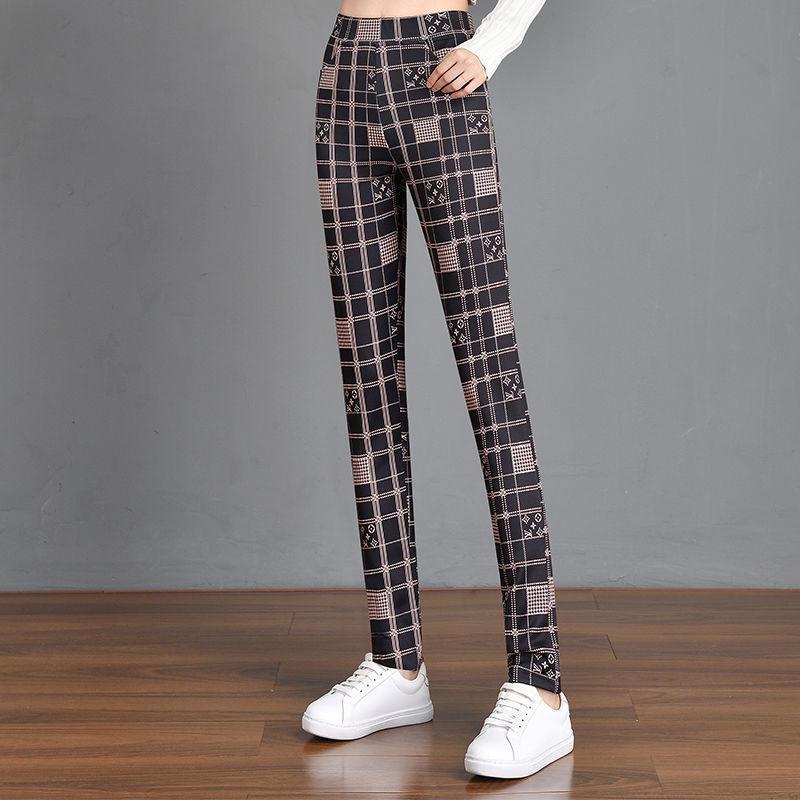 Summer Stretch Plaid Print Elastic Waist Pencil Pants - Slimming, Fashionable & Versatile Women's Long Pants for 2025.