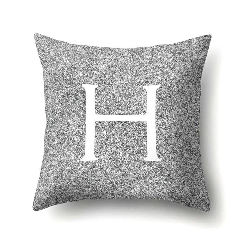 Polyester Pillowcase Home Decoration Gray Bottom Pillowcase 26 English Letter Cushion Cover