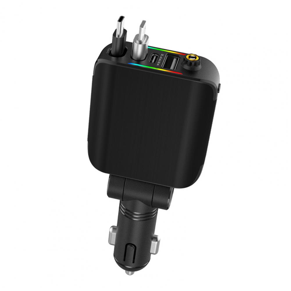 

Retractable Car Charger 120W 4-Port USB C Car Charger Adapter for IPhone Multi-device Car Charging Charger for Android чорний