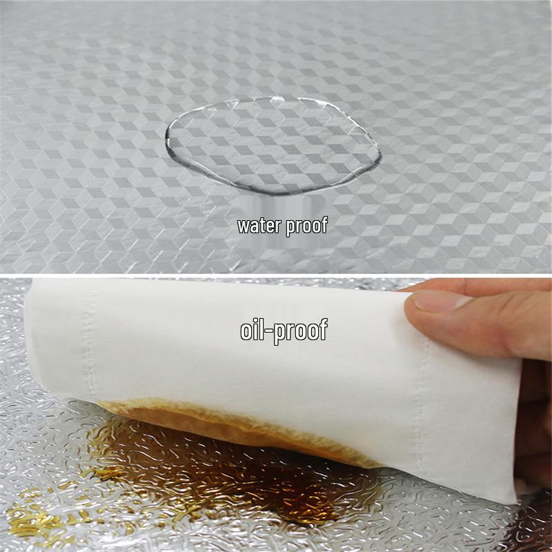 Oil-Proof, Moisture-Resistant, Self-Adhesive Aluminum Foil Stickers for Kitchen, Cupboards, Drawers, Wardrobes, and Shoe Cabinets.