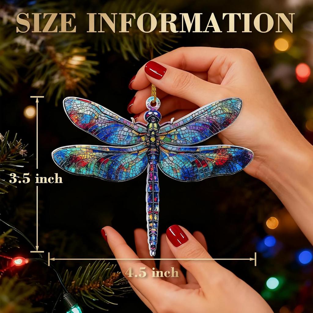 For Dragonfly Suncatcher Hanging Decor: Dragonfly Gifts for Women, Acrylic Stained Glass Effect Ornament, Unique Lucky Birthday Graduation, Perfect