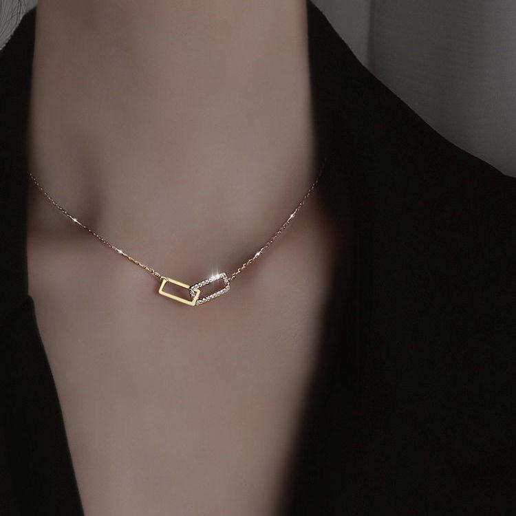 925 Sterling Silver Geometric Collarbone Necklace for Women - Light Luxury Design