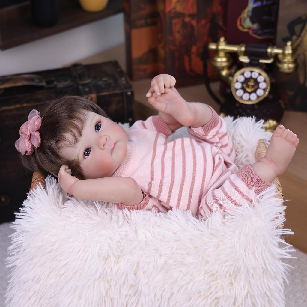 Bambola Reborn da 18 Pollici Full Silicone Vinile Vene Realistiche Bambina Neonato Bambola Per Bambini Regalo