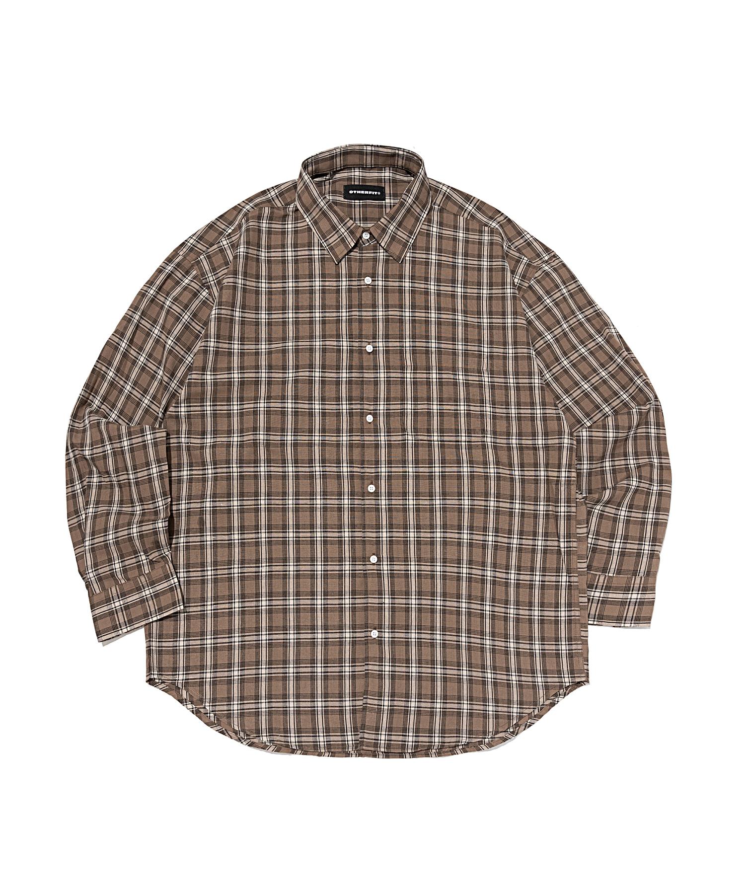 Ader Fits Casual Check Pattern Long Sleeve Shirt (Brown) Free