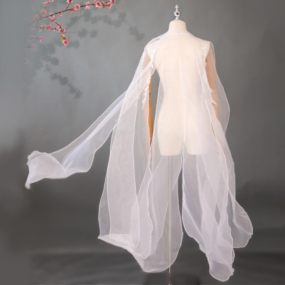 Organza Ancient-style Cloak with Shoulder Strap Dance Costume Party Long Shawl Fairy Dance Wear Chinese Style Flowy Cape