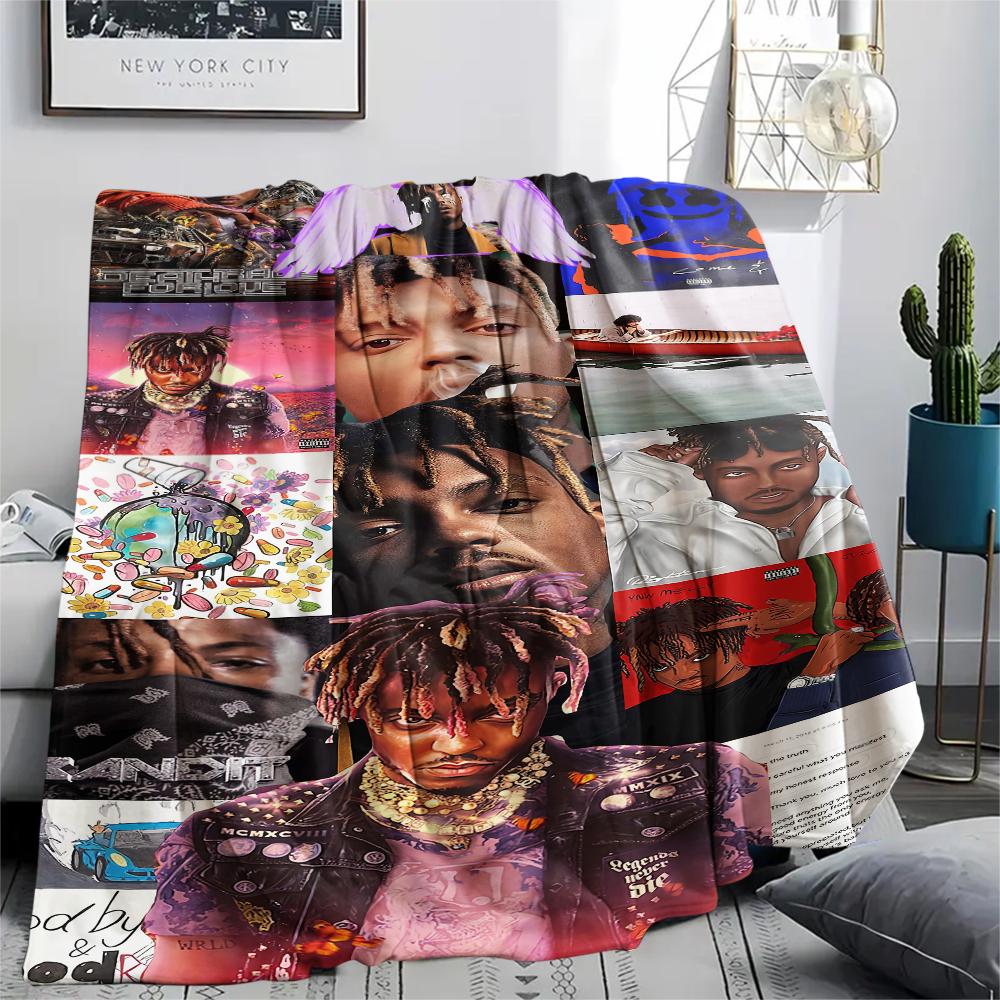 1Pc Juice Wrld Print Flannel Blanket, High Quality Comfortable for All Seasons, Home Decor, Warmth and Comfort, Perfect for Gifts