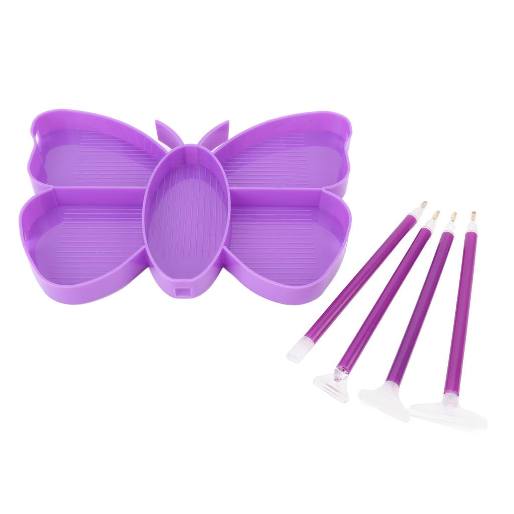 Rhinestone Painting Tool Kit 5 Grid Butterfly Plate 28 Slots Storage Container 4 Pens Rhinestone Pai