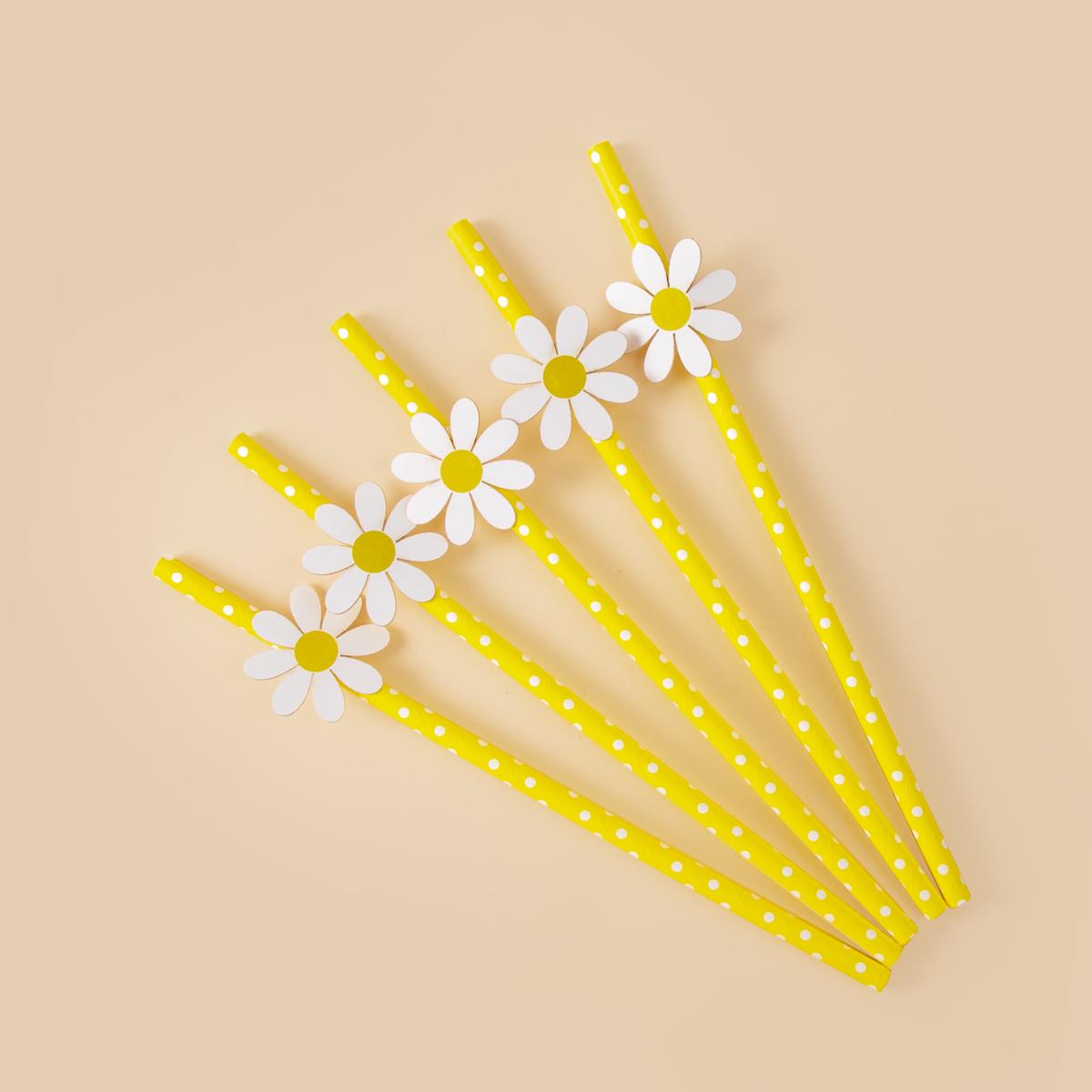 

10/20/30pcs Daisy Flower Paper Straws Disposable Drinking Straw Spring Daisy Birthday Party Decor Baby Shower Wedding Supplies 10pcs