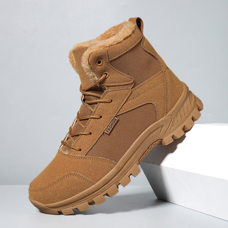 Winter Warm Military Boots Men's Outdoor High-top Sneakers Hiking Shoes Cold-proof Snow Boots Large Size Velvet Men's Shoes