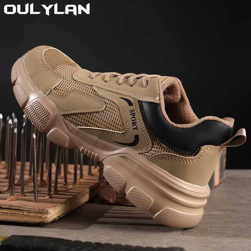 Oulylan Men'S New Safety Work Shoes Lightweight & Durable Steel Toe Anti-Smash Anti-Puncture Breathable Construction Boots