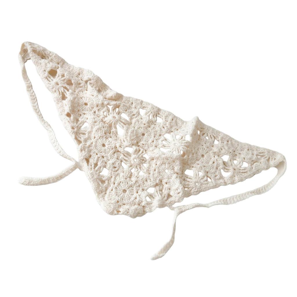 Knitted Floral Lace Triangled Scarf Headbands Lightweight Summer Hair Accessory Bohemian Style Beach Photography Fashion Prop