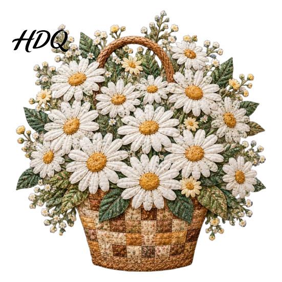 Actividades Manualidades de Tela DIY Cesta de Flores Patchwork Kit Flores en Capas Sala de Manualidades Decoración de Pared Proyecto de Costura Floral 3D para Adultos,