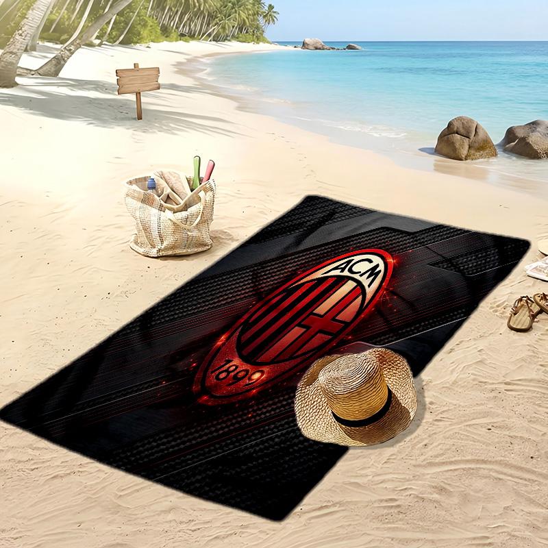 Asciugamano da Spiaggia Stampato AC Milan Asciugamano Morbido ad Asciugatura Rapida Coperta da Spiaggia Rettangolare Grande Portatile per Viaggi Piscina