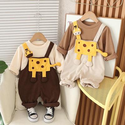Adorable Spring & Autumn Baby Dungaree Romper Set for Boys & Girls - Stylish Two-Piece Crawling Suit