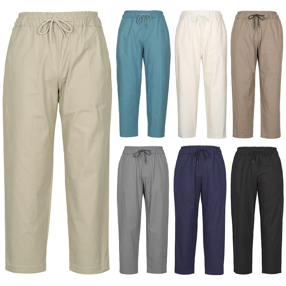 KIM YOUNG JOO GOLF Summer Linen Pants Loose Fit Spandex Men'S Linen Elastic Waist Pants Dommsl27