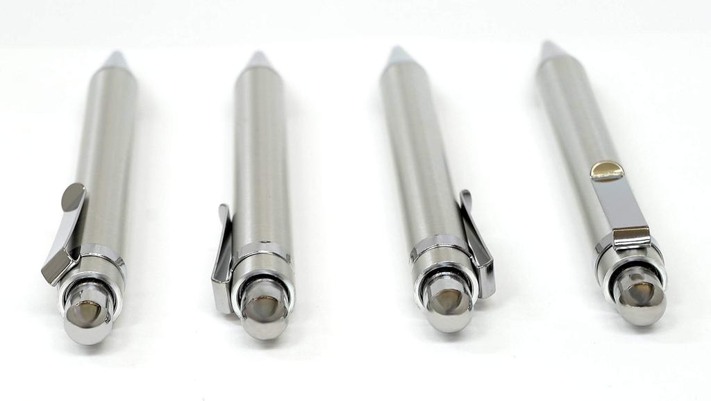 Slim Cowhide Pencil Case Black Metal Touch Stick Black and All Metal Sturdy Straight Knock Ballpoint Pen Set ASB-ALB-M11B