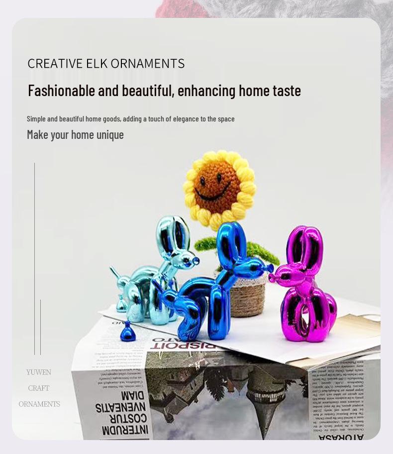 Trendy Resin Poop Dog Balloon Figurine - Modern Home Decor Ornament