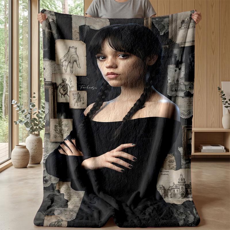 Soft Flannel Blanket Lightweight Cozy Bedroom Living Room CoverWednesday Addams