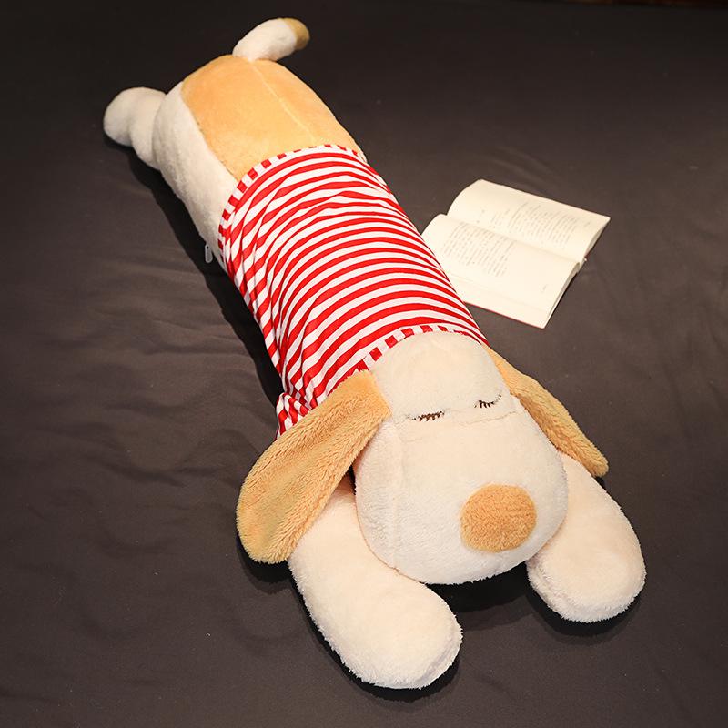 

Strip Dog Long Plush Toys Pillow Home Decorations Skin Friendly Fabric Gift Pink White,110cm/43.31in