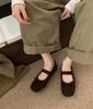 2025 autumn and winter new flat-bottomed bow velvet Mary Jane shoes women's warm ballet shoes lamb wool single shoes