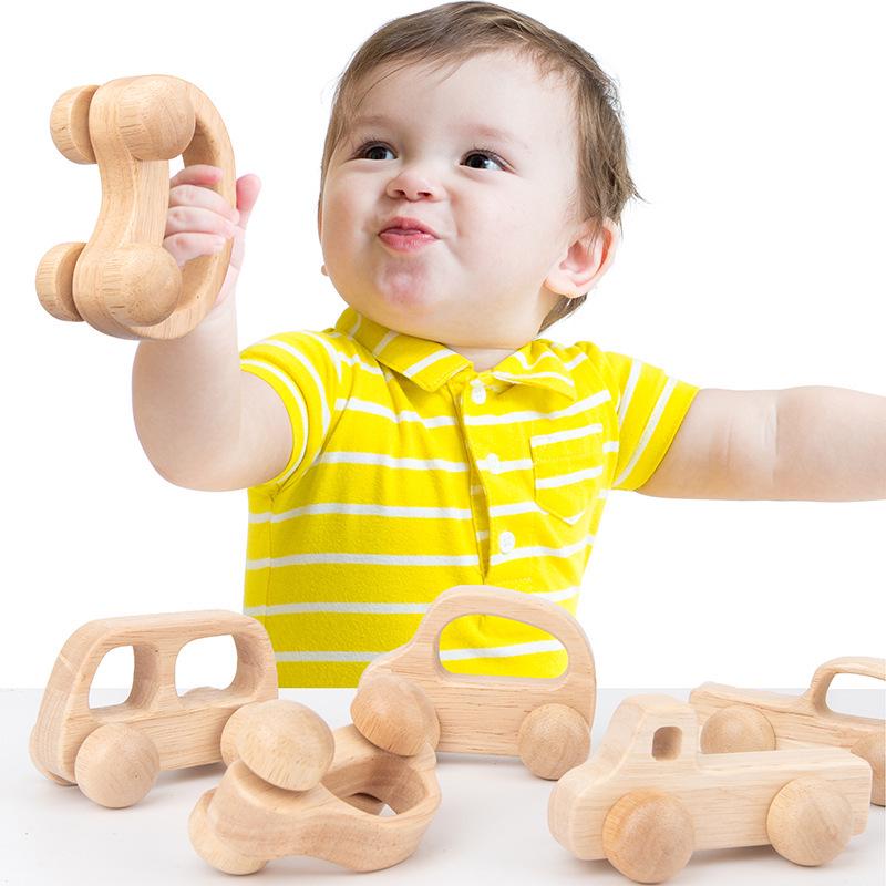 Wooden Inertia Handcart Toy for Children Aged 0-3: Grip Training and Play.