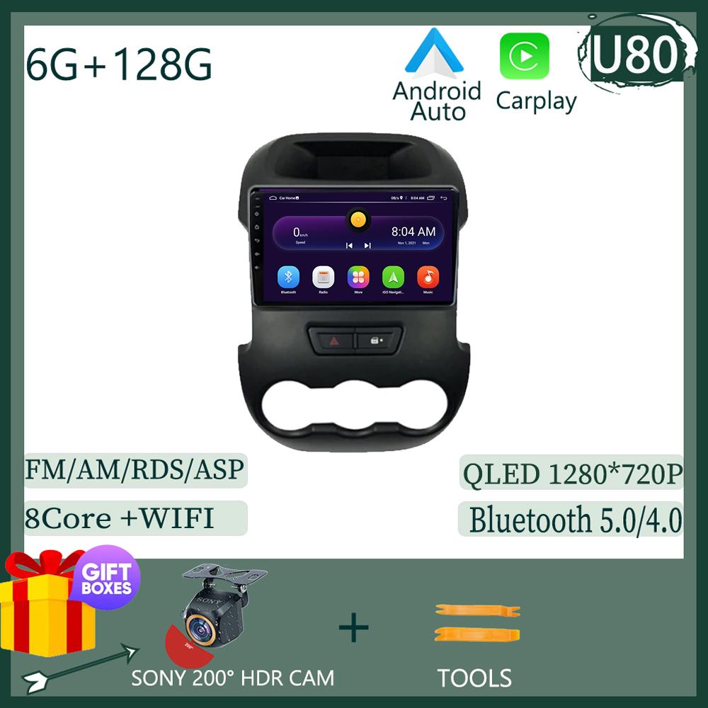 Android Auto Carplay Android 14 For Ford Ranger 2015 2016 2017 2018 -2020 Car Stereo Multimedia Player GPS HDR Screen Navigation