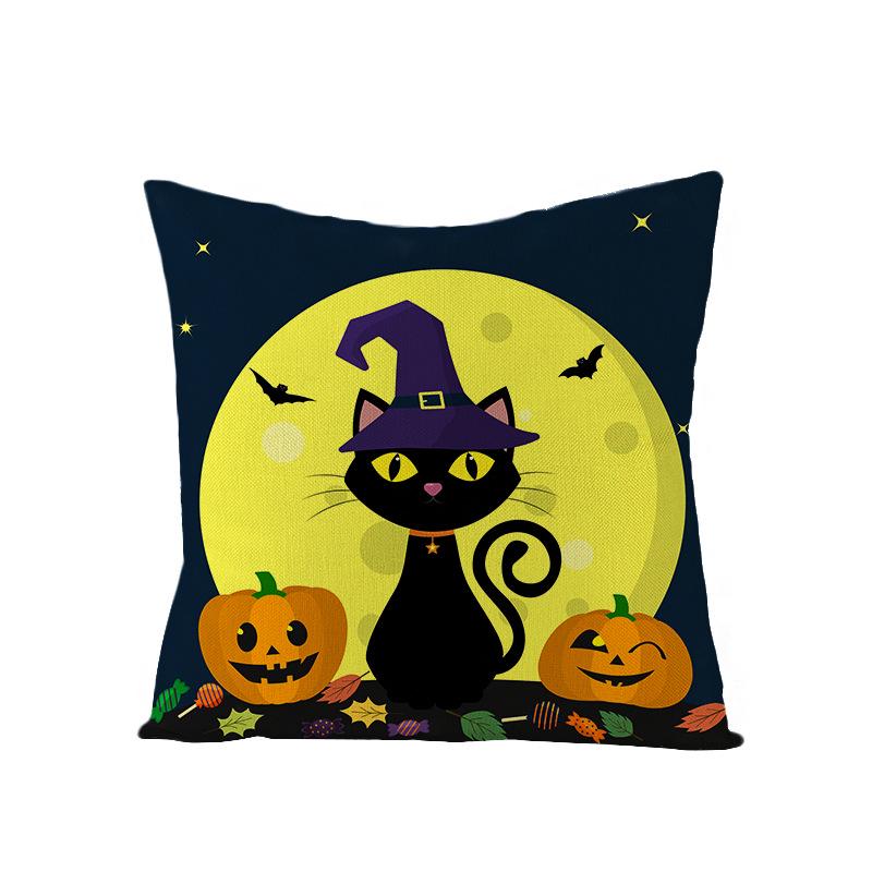 Halloween Pillowcase New Pumpkin Black Cat Series Sofa Cushion Waist Pillowcase Home