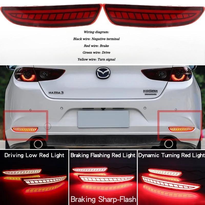 2PCS Rear Reflector Fog Lamp for Mazda3 Axela 2019-2023 Car LED Rear Bumper Brake Light Dynamic Turn Signal Light