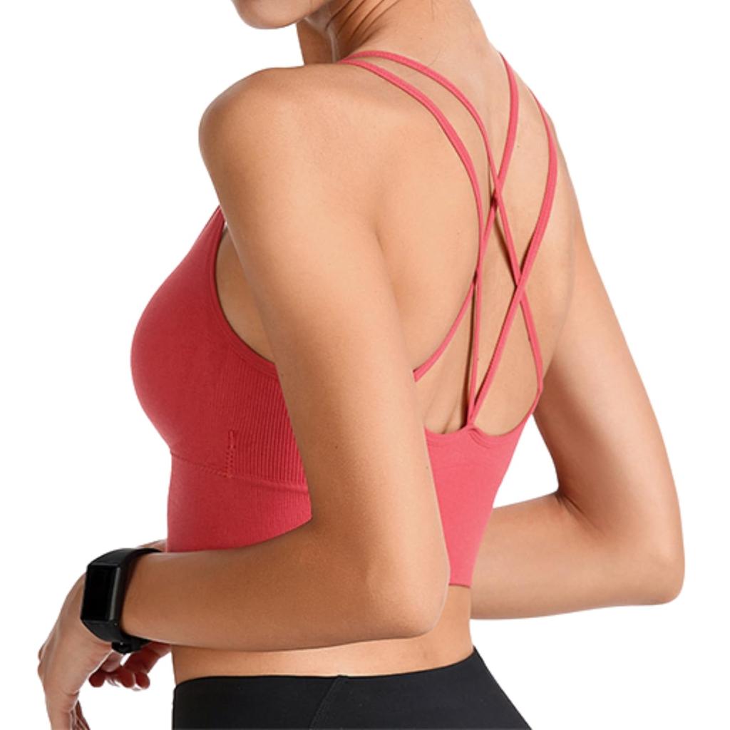 Sports Bra with High Back Long and Yoga Wear [machikaada] Support, Design, Length, Stretch, (Coral, S)